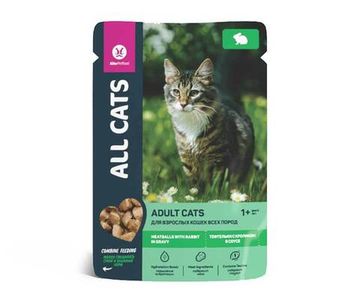 All Cats корм консервированный для кошек Тефтельки с кроликом в соусе, пауч 85 гр