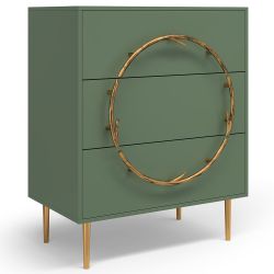 Комод Арт Колор matte Стайл Голд с 3 ящиками Зеленый нефрит матовый