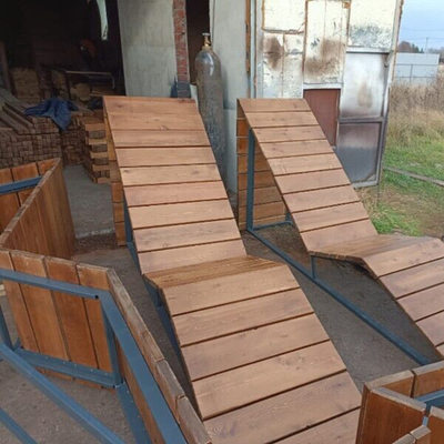 Уличный деревянный шезлонг-лежак (МАФ для парка и пляжа)