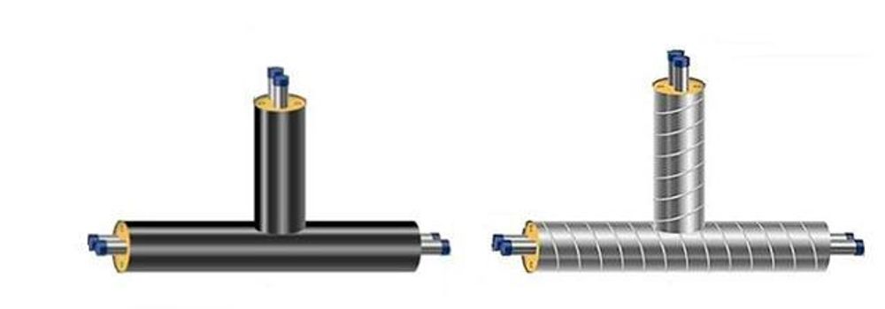 Двухтрубные тройники в изоляции