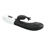 Черный вибратор-кролик 19,8см со стимулятором клитора Pretty Love Rasmussen Bunny Vibrator Black BW-500072-A3