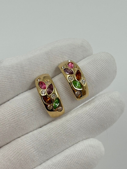 Серьги с разноцветными кристаллами