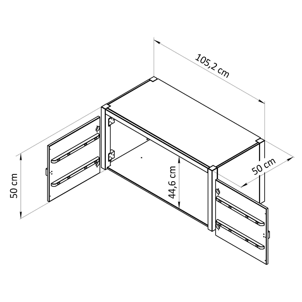 Антресоль Карлос 2 двери 50х105,2х50 из сосны, белый воск