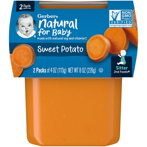 Gerber, Natural, для детей, 2nd Foods®, батат, 2 пакетика по 113 г (4 унции)