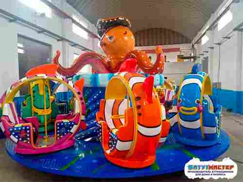 Аттракцион осьминог «Морские приключения» 9 кабинок, 18 мест 9,5×9,5×4,5 м