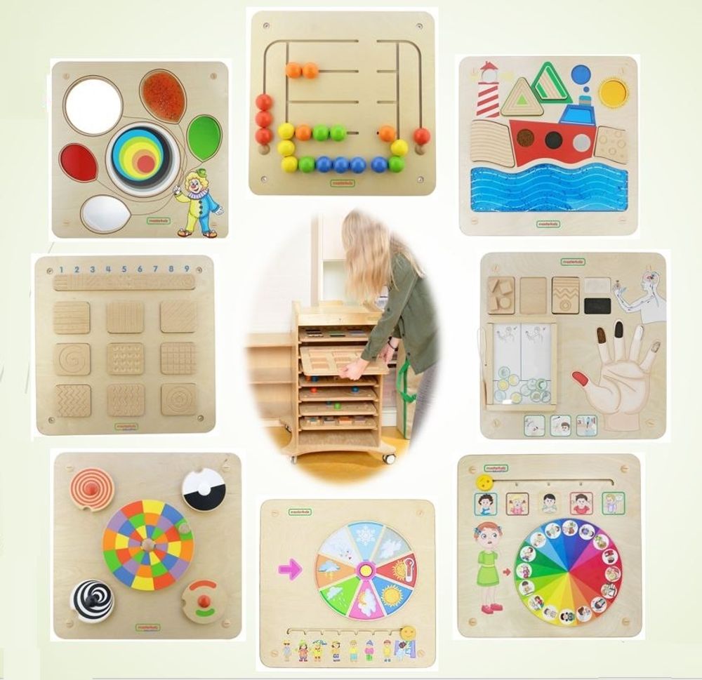 Передвижной комплект образовательных панелей "Сенсорное развитие"