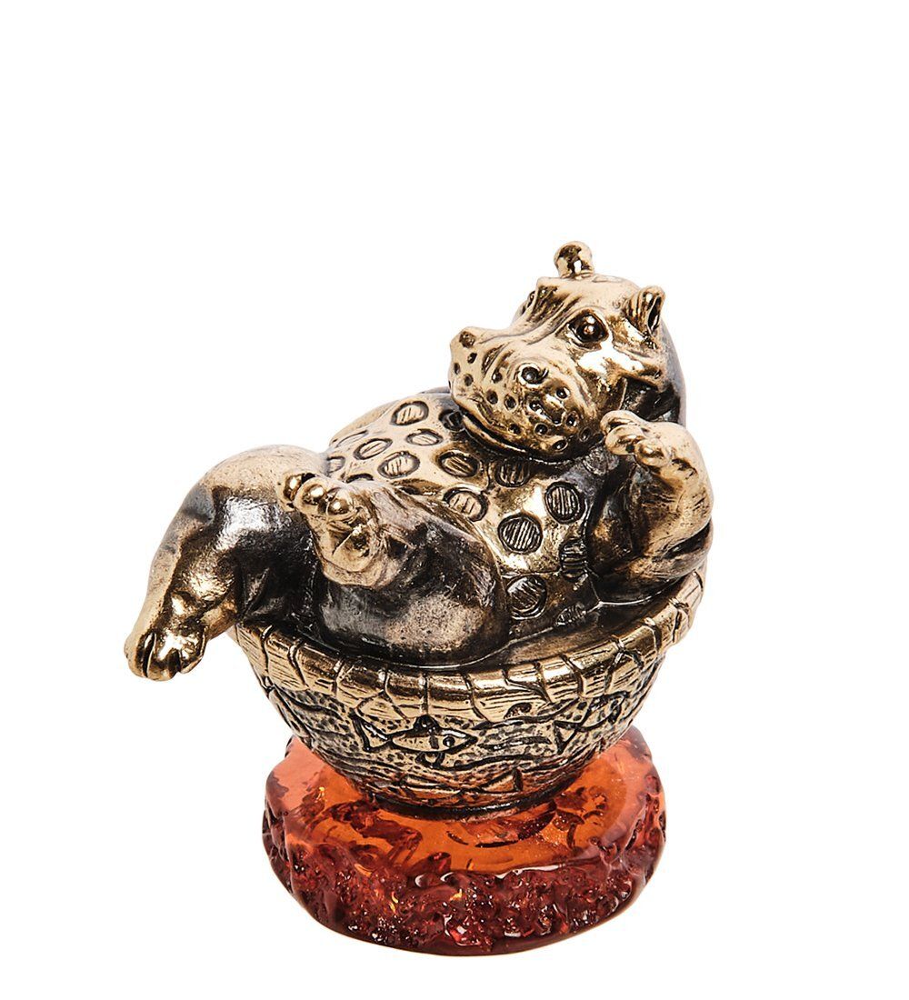 Народные промыслы AM-2797 Шкатулка «Бегемотик Фифа» (латунь, янтарь)