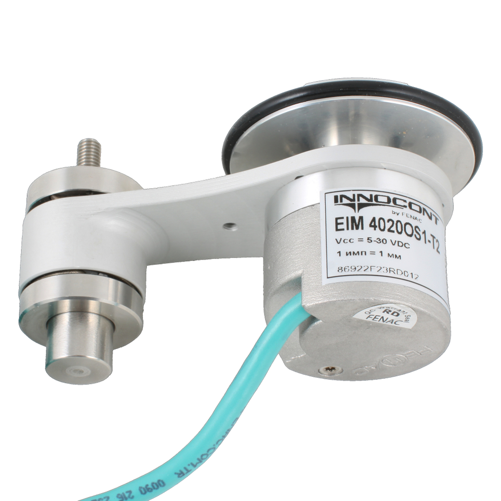 Инкрементальный энкодер INNOCONT D=40мм с мерным колесом L=200мм, контактная поверхность - резина, профиль гладкий, 1имп/1мм, 5…30VDC, выход HTL, IP64, -20…+85°C, тангенциальный кабель 2м
