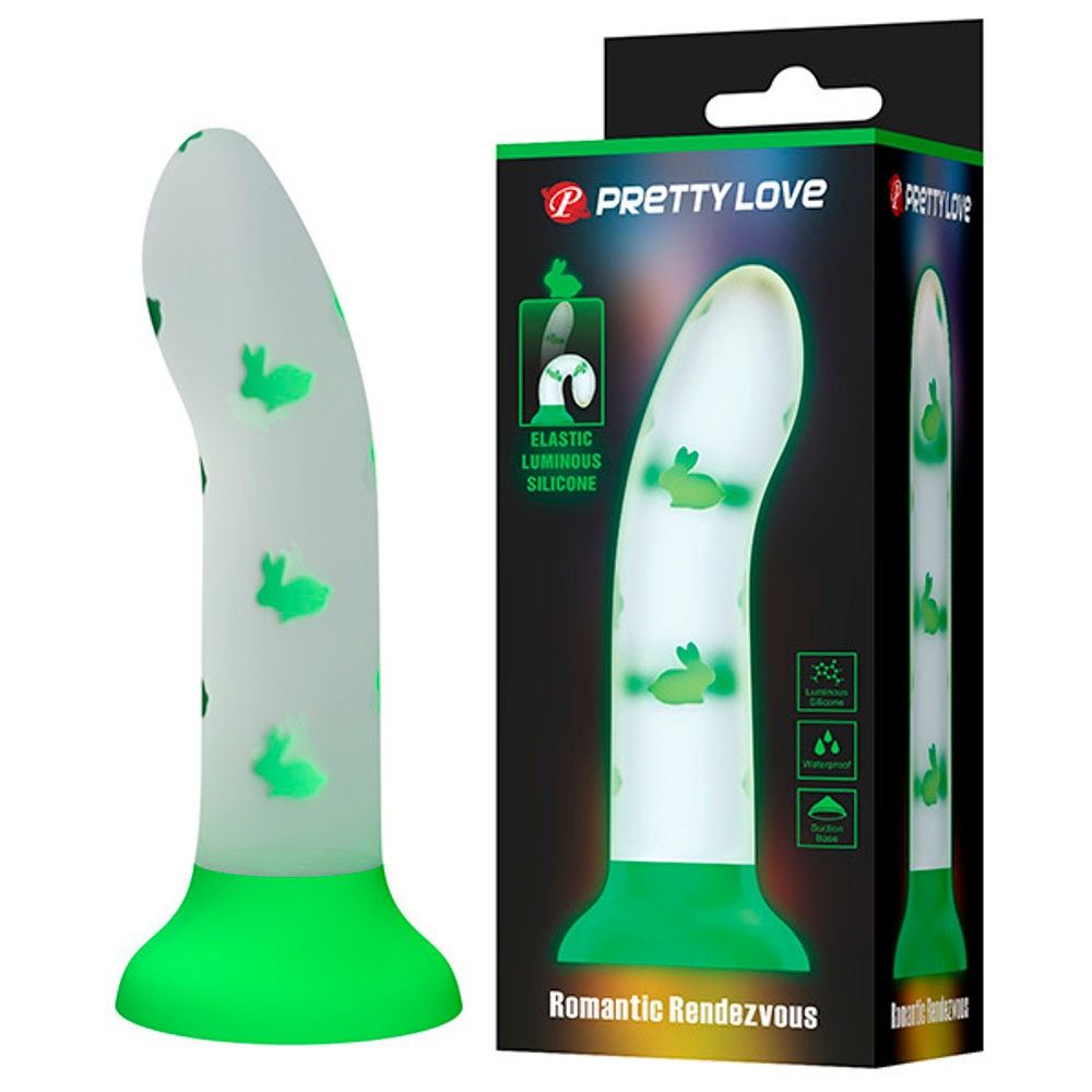 Светящийся в темноте фаллоимитатор 17см с Зайчиками Pretty Love Magical Nightfall BW-008120NY-1