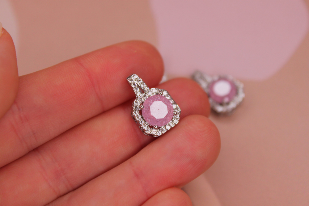 Подвеска кристалл 17х11 мм розовая