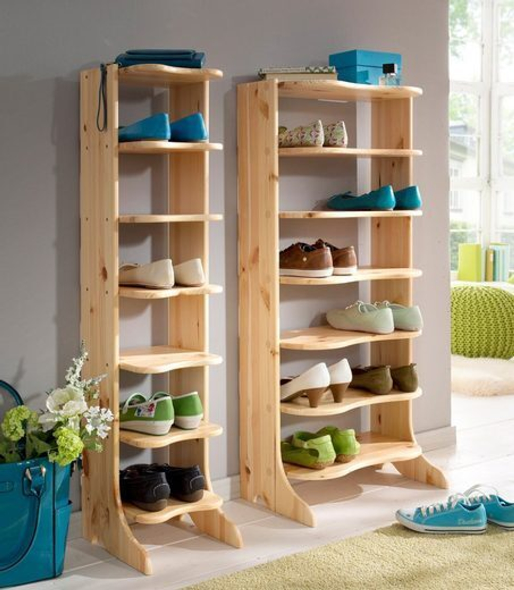 Обувница деревянная Твист из массива сосны, лакированная