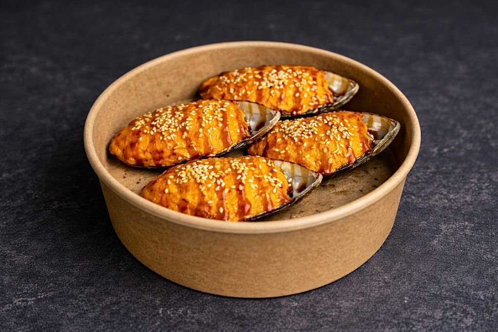 Мидии под острым соусом