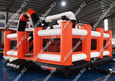 Коммерческий батут "Белый клык" с механизированной головой, 6*5*4 м черно-оранжевый
