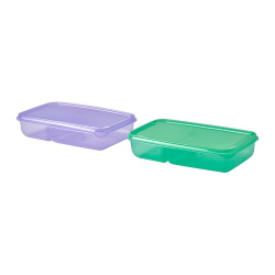 ПРУТА PRUTA Коробки с крышкой 22x14x5 см, сиреневый/зеленый