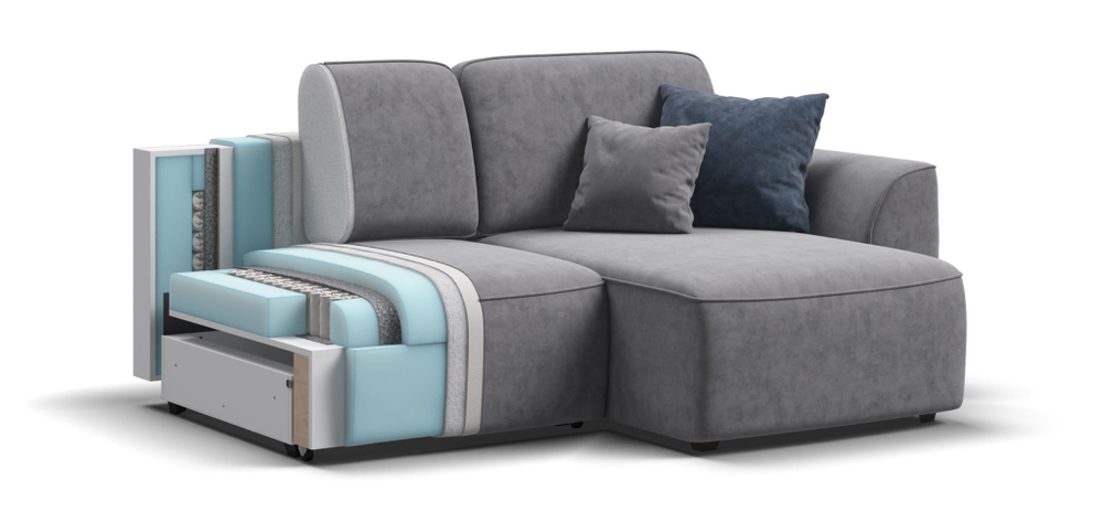 Угловой диван KING MODOOL Велюр Royal агат