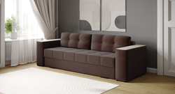 Диван раскладной Виконт, коричневый/мдф сандал белый