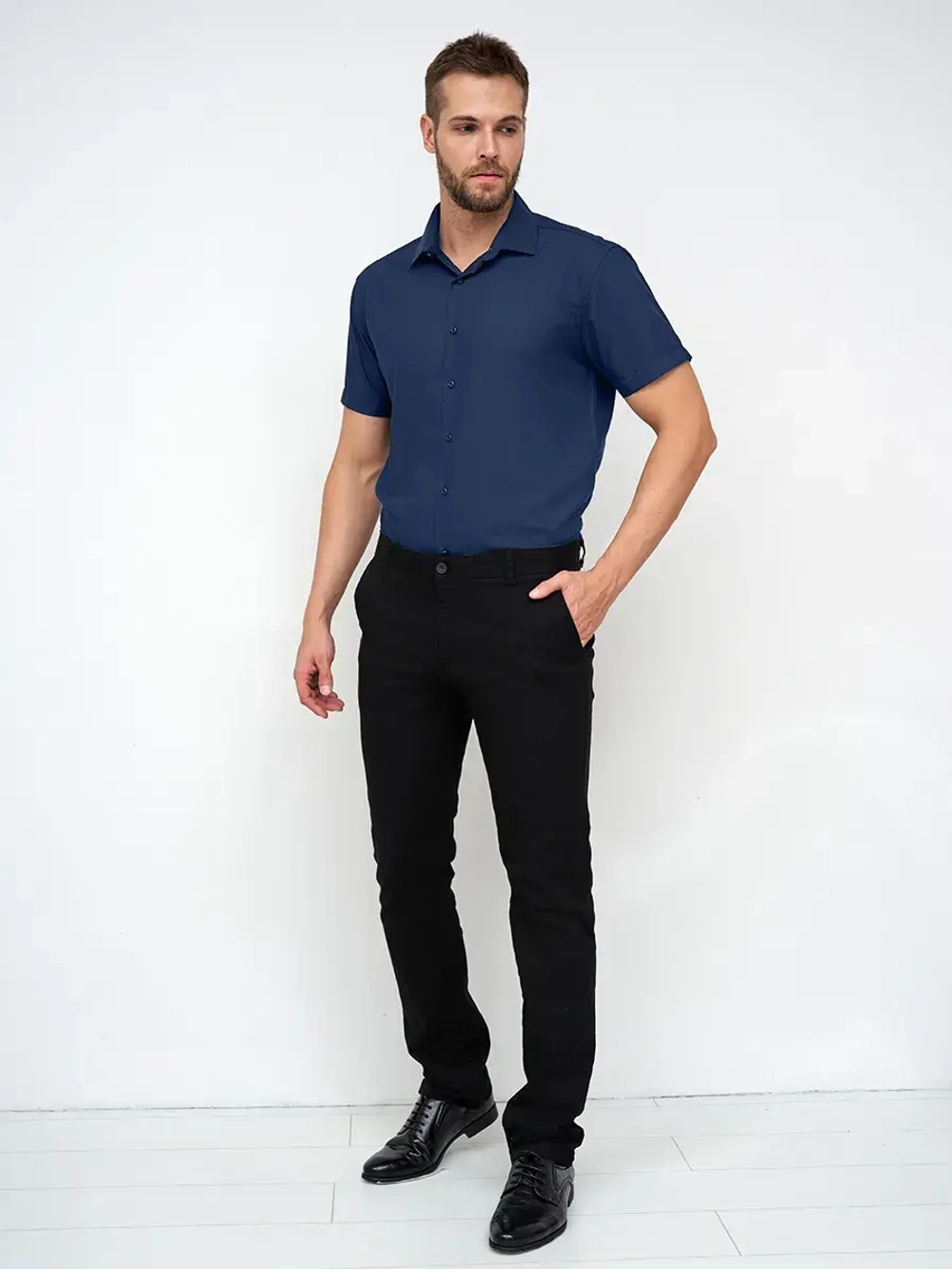 Рубашка приталенная с коротким рукавом