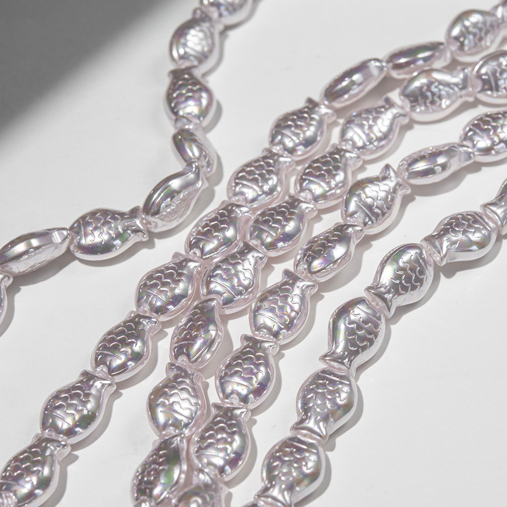 Хрустальный жемчуг в форме рыбок, розовый, 14*10мм