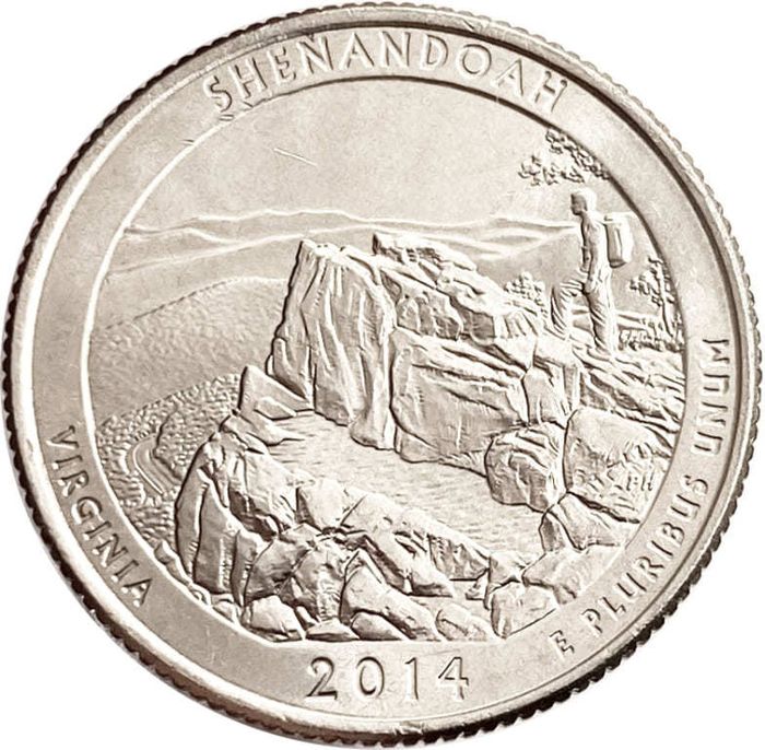 25 центов (1/4 доллара, квотер) 2014 США «Национальный парк Шенандоа» (D) (22-й парк)