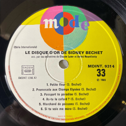 Винтажная виниловая пластинка LP Sidney Bechet, Le Disque D'Or De Sidney Bechet (Франция 1965)