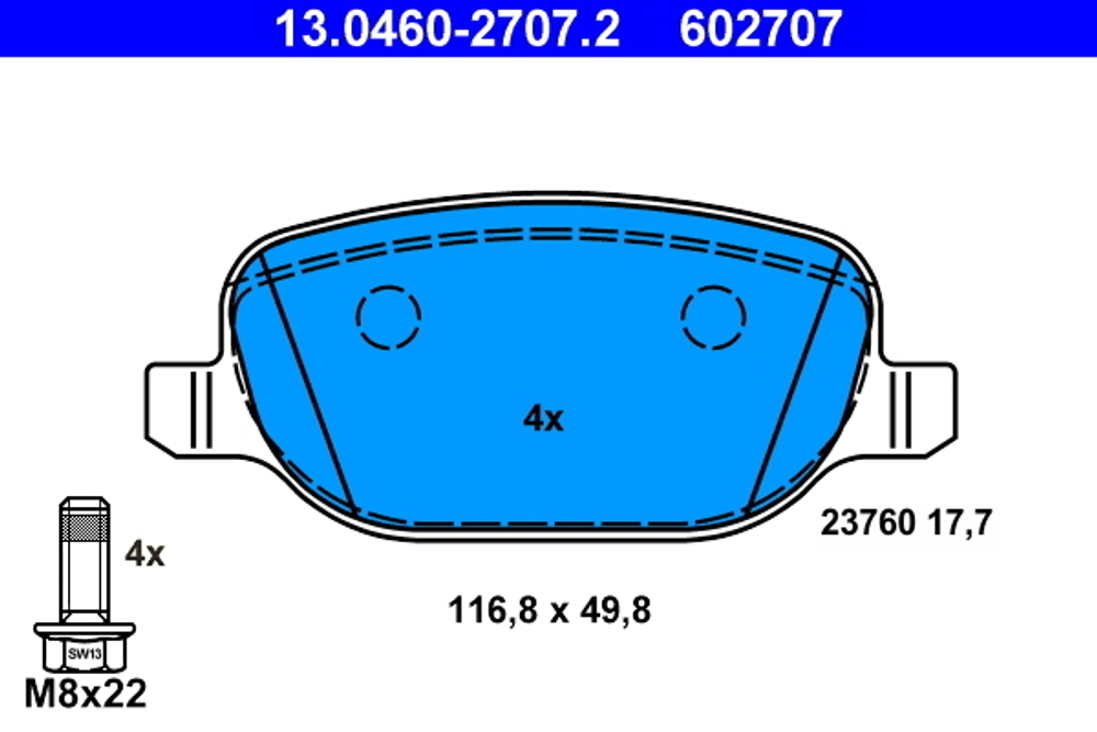 ATE - 13046027072-ATE - Brake Pad Set, disc brake