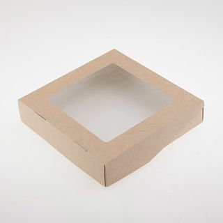 Коробка ЭКО-крафт большая с окошком 20х20х4,5 см (№62)