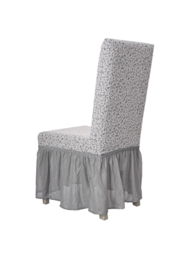 Чехол на стул с оборкой Жаккард, цвет Кремовый, Набор 6 шт.