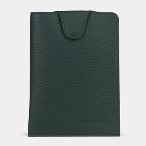 Обложка-кармашек для паспорта London из кожи теленка, темно-зеленого цвета