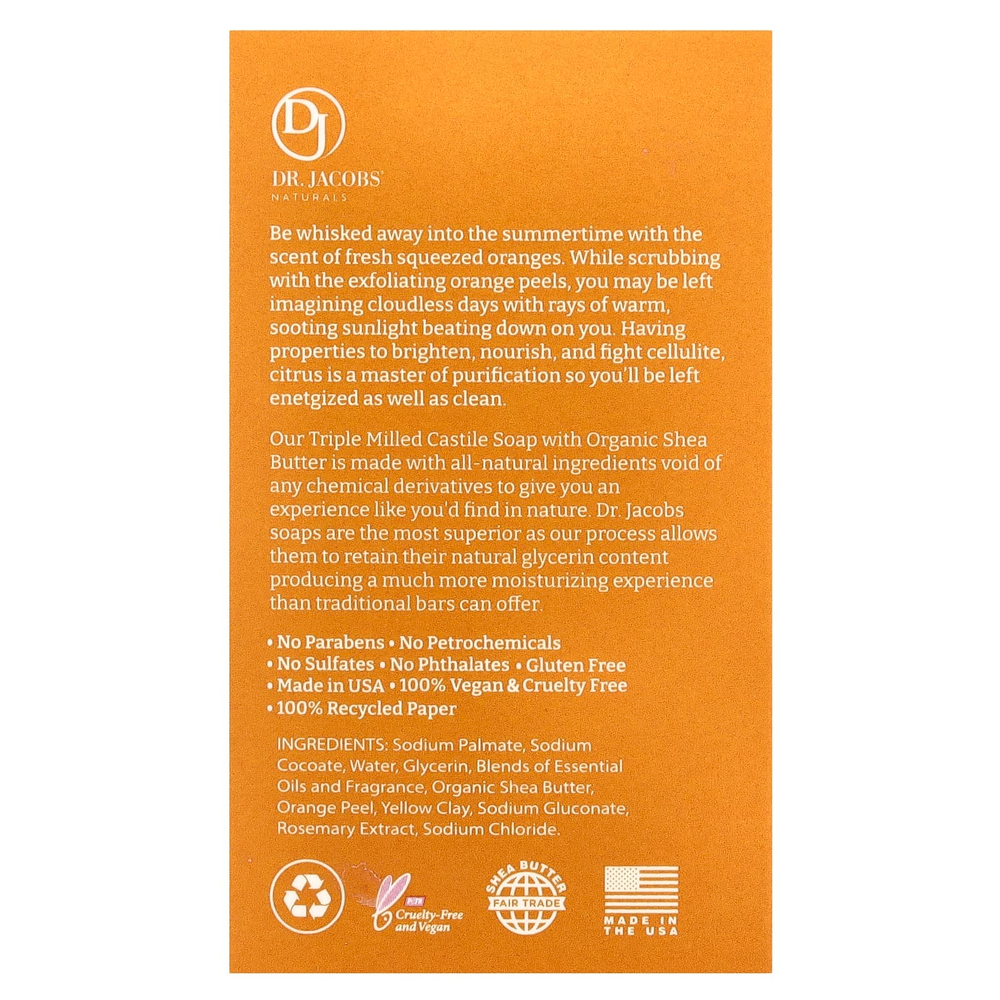 Dr. Jacobs Naturals, Отшелушивающее кастильское мыло с люфой, цитрусовый коктейль, 142 г (5 унций)