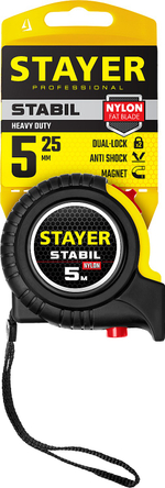 STAYER Stabil, 5 м х 25 мм, рулетка, Professional (34131-05-25)