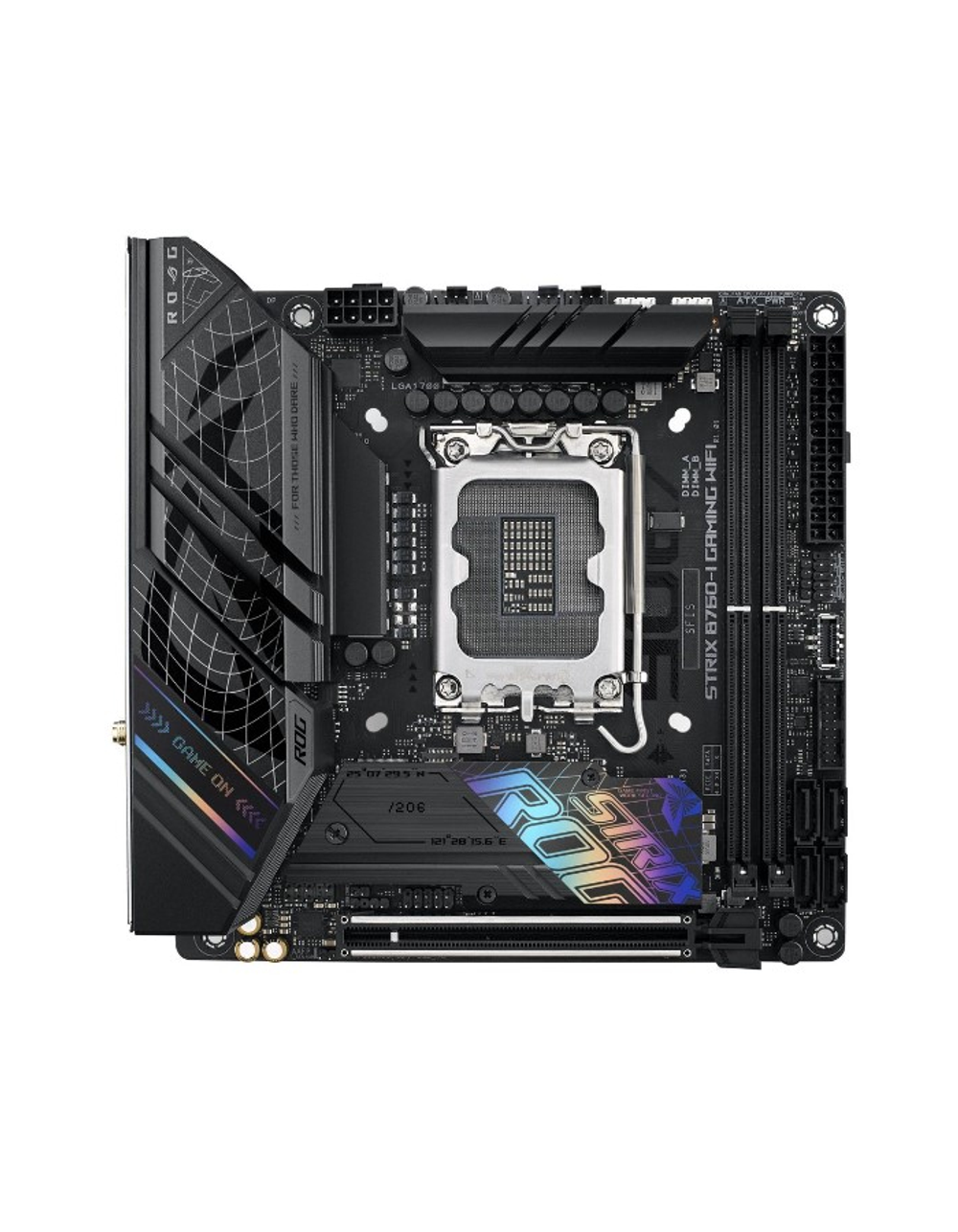 Материнская плата ASUS ROG STRIX B760-I GAMING WIFI, LGA1700, B760, 2*DDR5, 4*SATA, 2*M.2, 3*USB 3.2, 3*USB 2.0, Type-C, 1*PCIx16, DP+HDMI, mITX; 90MB1D90-M0EAY0