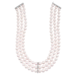 Колье-чокер из Морского Жемчуга Акойя с Бриллиантами, N0156-0-1