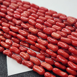 Коралл красный, бусины вытянутые, р-р 5-7×4-5мм, цена за нить 20 см