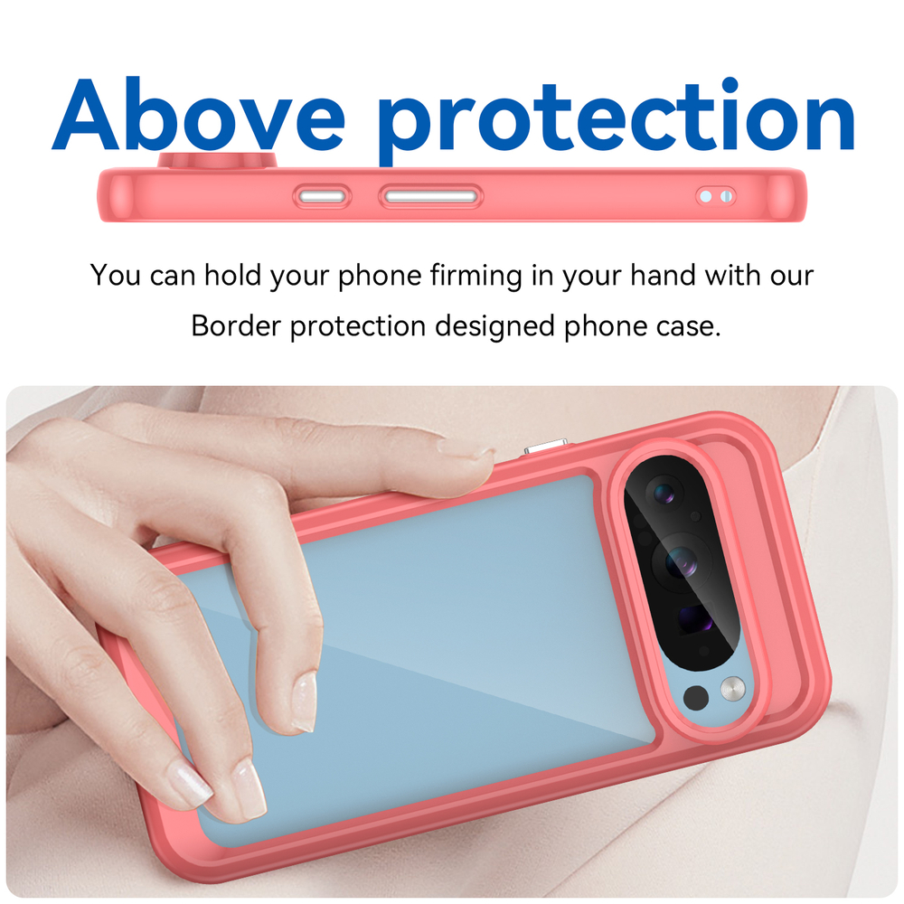 Чехол с мягкими рамками красного цвета для Google Pixel 9 Pro, увеличенные защитные свойства