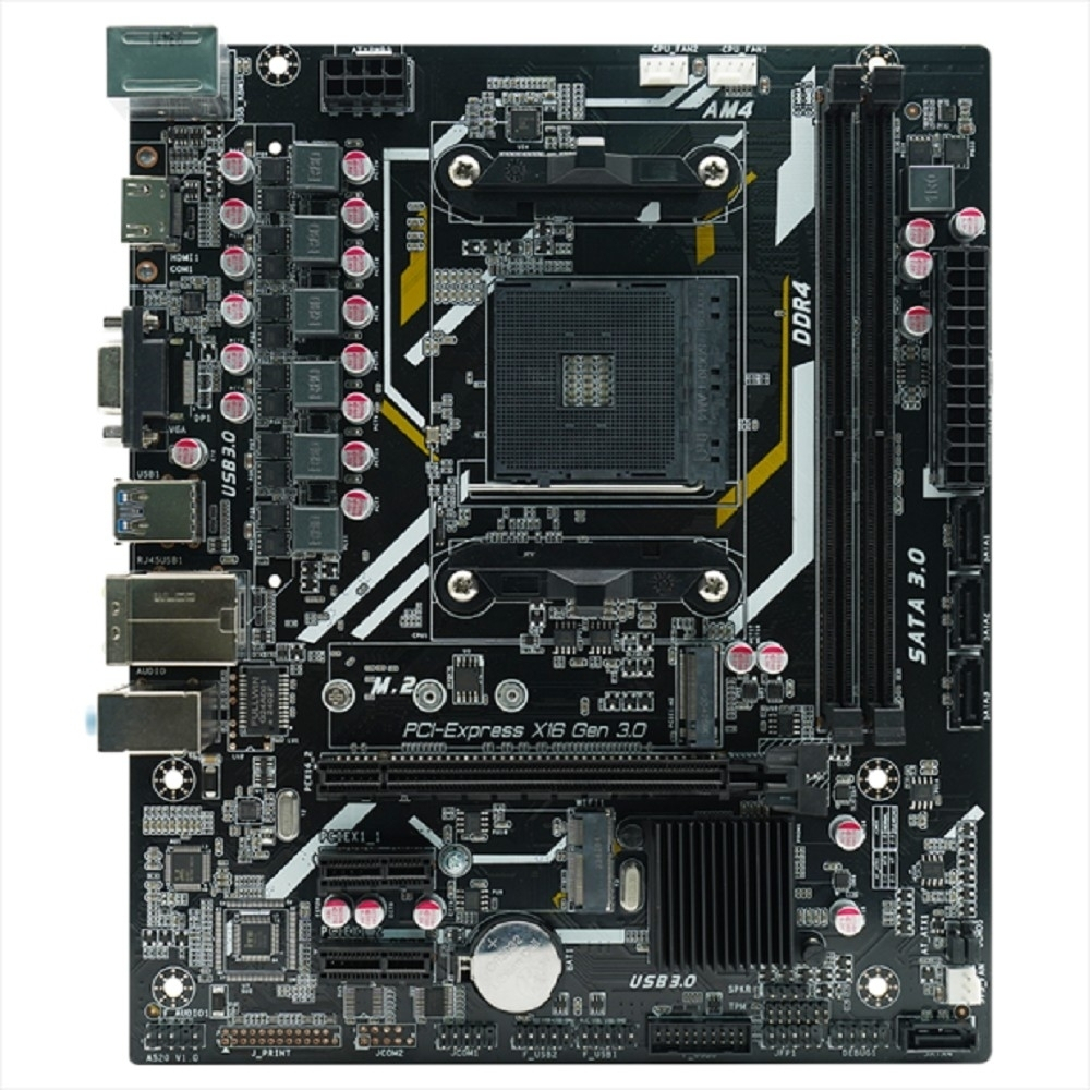Материнская плата AFOX A520D4-MA5-V2 (Socket AM4, mATX, 2*DDR4(64Gb), VGA+ HDMI, 4*SATA3, 1*M.2, 1*PCIEx16/2*PCIEx1, 2*USB 2.0, 4*USB 3.0, 1 x PS/2, LAN 1*1G) RTL