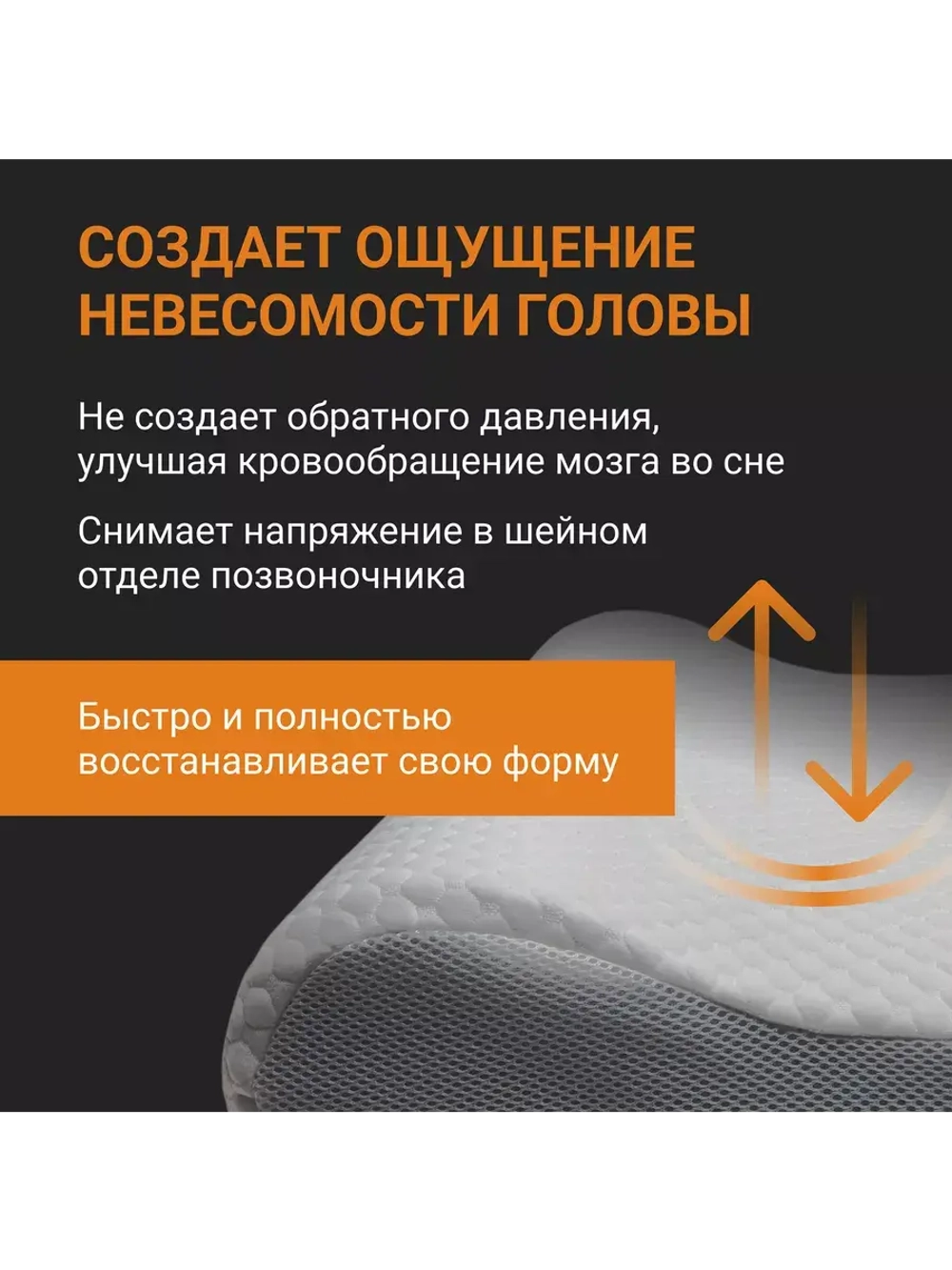 Анатомическая подушка с валиками memory foam 61*35