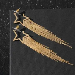 Серьги висячие "Дождь" звёзда, цвет золото