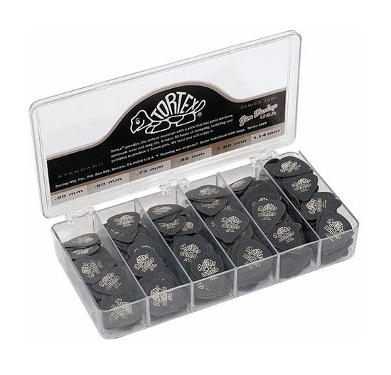 Коробка медиаторов 432шт, 6 толщин, Dunlop 4880 Tortex Pitch Black Standard
