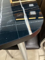 Стол неразд Прямоугольный подстолье прямое хром Царг.пояс венге Ст-ца мрамор черный 3 (венге) ф/п ст