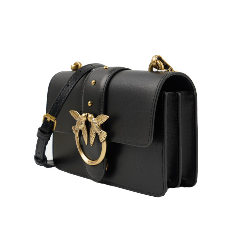 Сумка Pinko Classic Chain Flip Rivet One-Shoulder Bird Swallow Bag Cowhide MessengerBag Mini Black Gold, 1P22JK-Y7SP-Z99Q