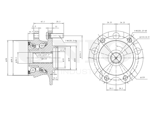 Ступица передняя (с ABS) UNIO HUB-20303