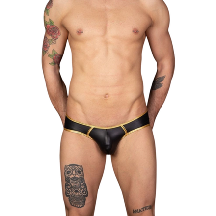 Мужские трусы слипы черные с золотистой окантовкой Cosmos Colors MR40_BG