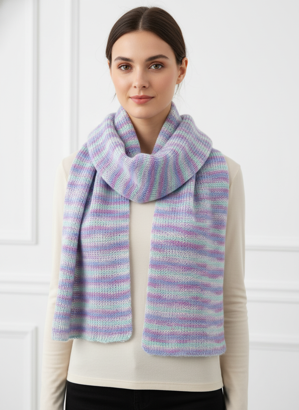 Шарф из кид мохера на шелке, лавандовый раф