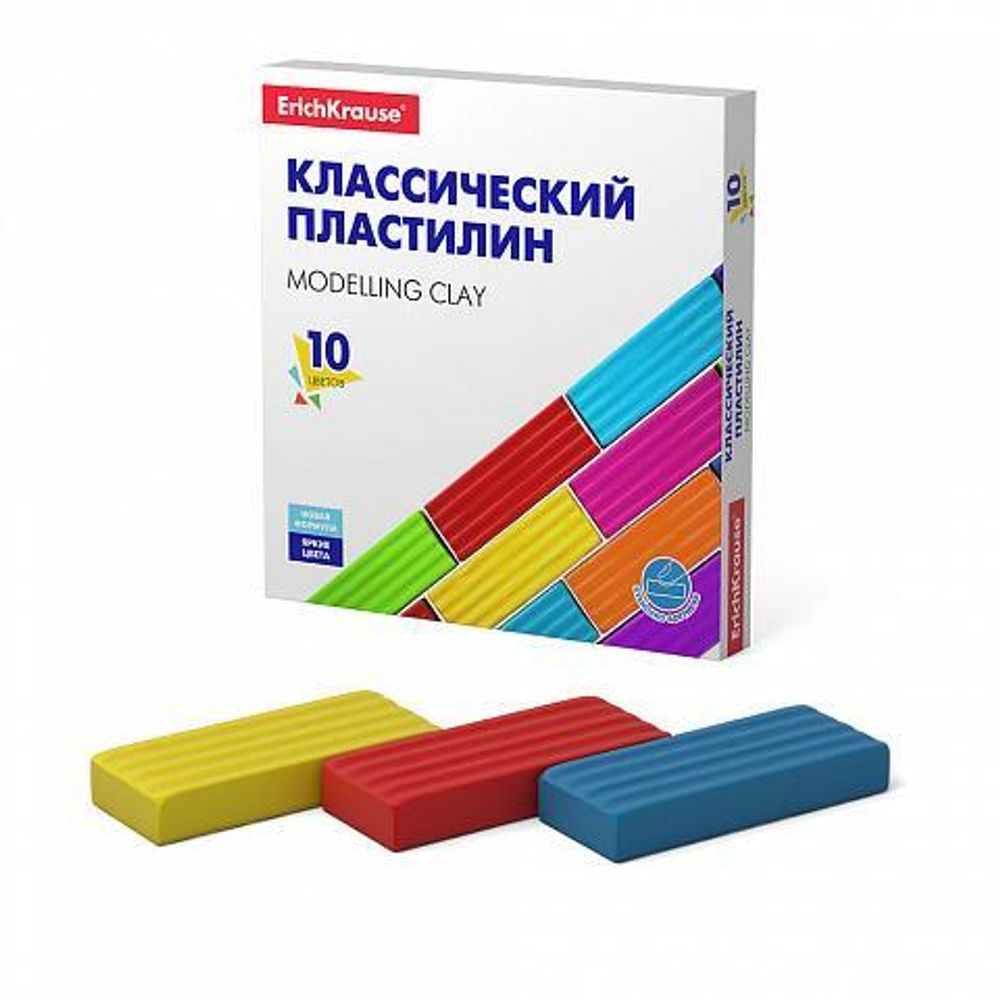 Пластилин классический &quot;Basic&quot; 10 цветов, 160 гр, без стека (ErichKrause)