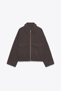 ZARA ЖАКЕТ С КАРМАНАМИ, КОРИЧНЕВЫЙ