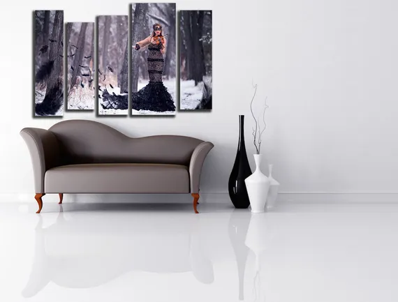 Модульная картина "Девушка и скрипка"