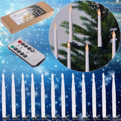 Набор свечей на ёлку на прищепке «Таинственное пламя» 20,5*1,6 см (12 шт+пульт д/у)