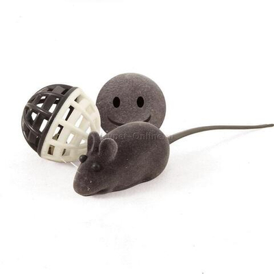 Набор игрушек для кошек "Активная игра 39" (2 мяча d45мм, d40мм, мышь 60мм), Triol