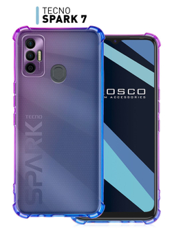 Чехол ROSCO для Tecno Spark 7 оптом (арт. TCN-S7-HARD-TPU-VIOLET-BLUE)