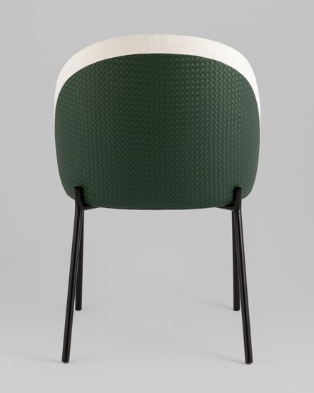 Стул обеденный Monro бежевый с зеленой экокожей